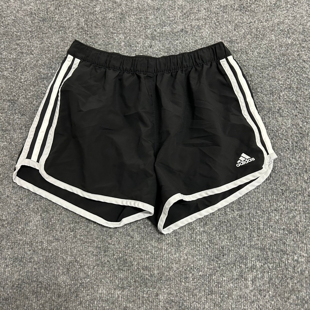 Adidas Athletic Shorts Womens Size S Black Climalite 3-Stripe Running Dolphin